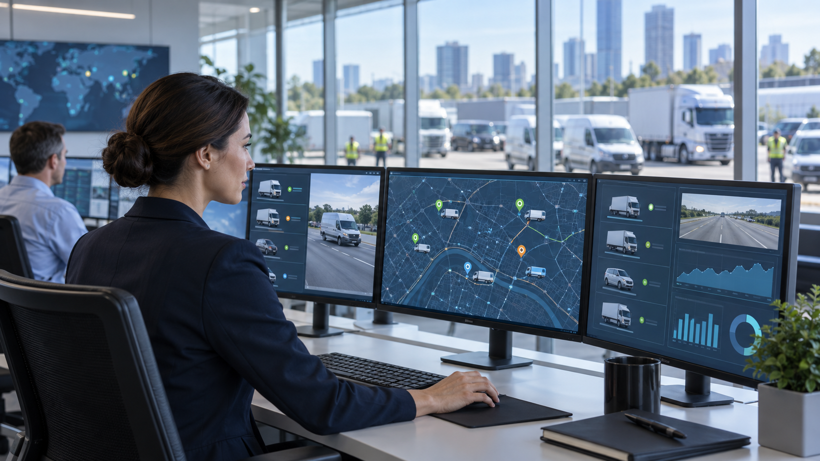 Fleet advisor reviewing information